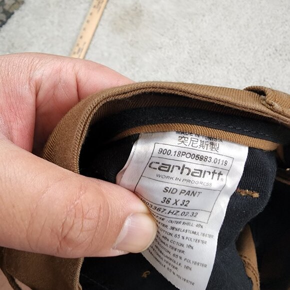 Carhartt WIP Pants Mens 36x32 Sid Chino Brown Twill Stretch I003367 Work USA - Picture 11 of 11